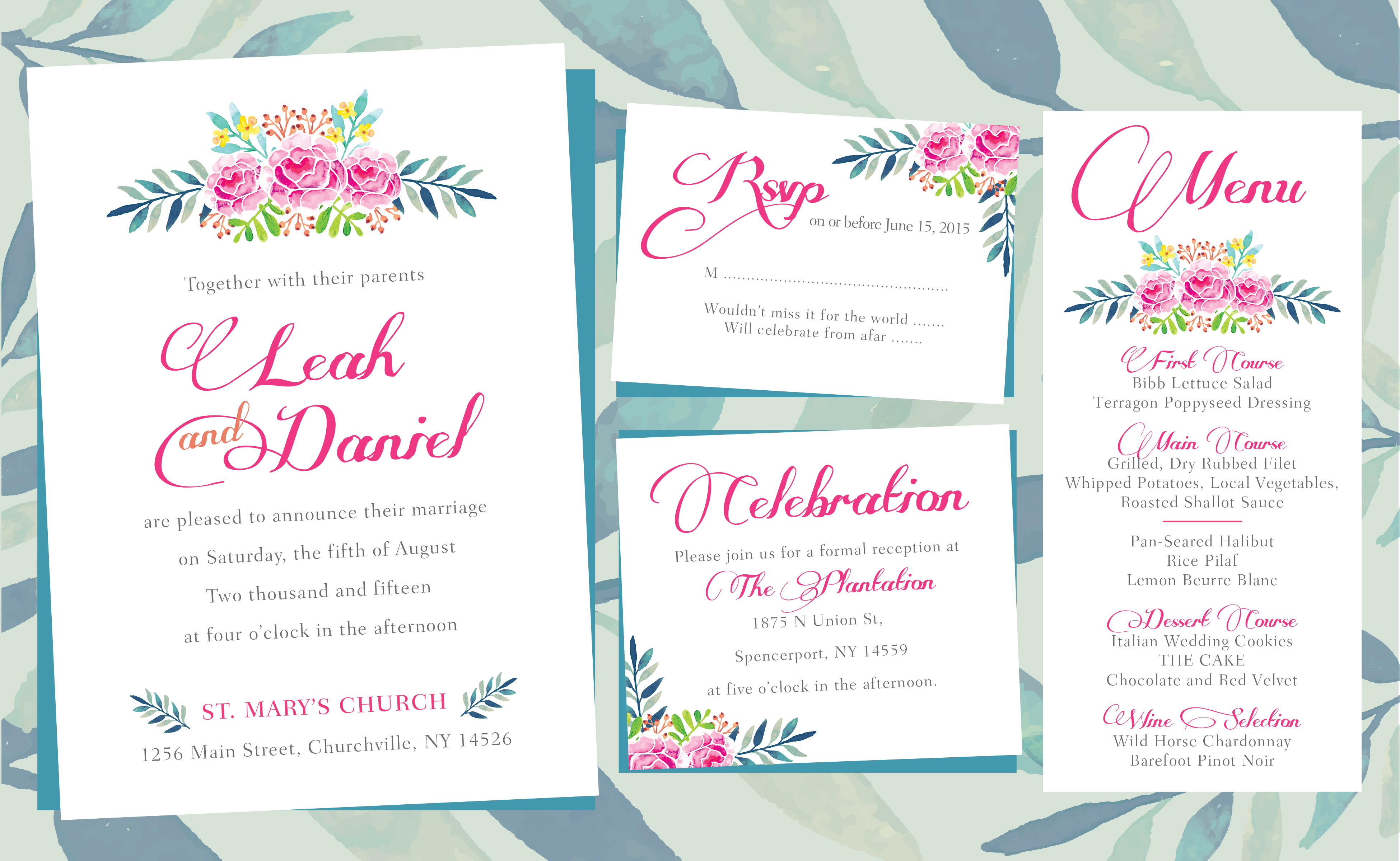 Floral Wedding Invitations PRINTING by Penny Lane